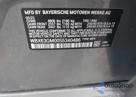 2025 BMW X2 xDrive28I z USA, uszkodzony, nr VIN WBX63GM00S5340486